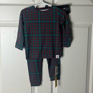 Kids Plaid Pajama Set - Green and Red